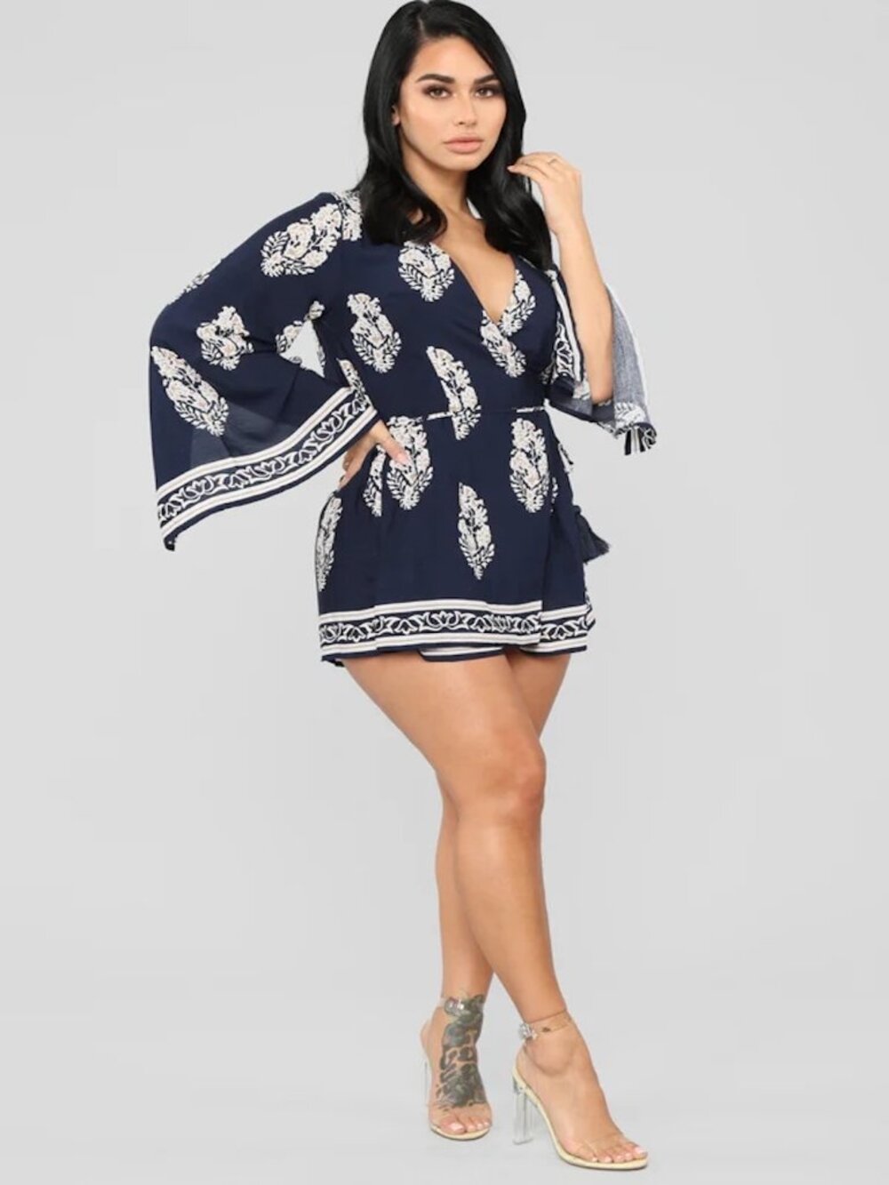 Fashion Nova Abby Romper - Navy - XL